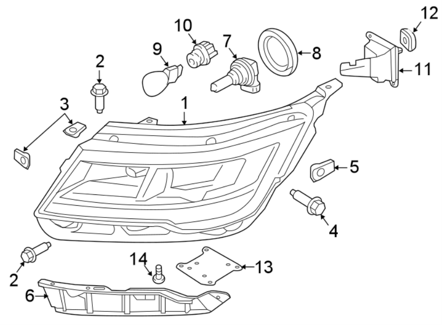 Diagram FRONT LAMPS. HEADLAMP COMPONENTS. for your 2017 Lincoln MKZ Select Hybrid Sedan  