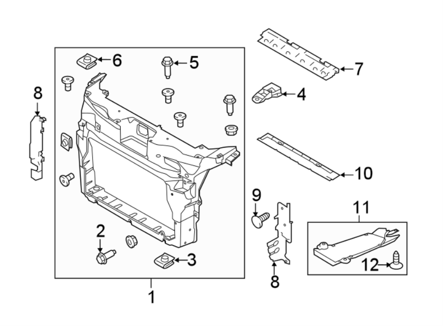 Diagram RADIATOR SUPPORT. for your 2017 Lincoln MKZ Select Hybrid Sedan  