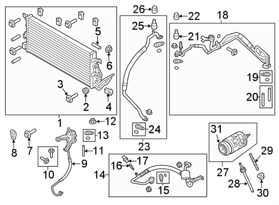 Diagram AIR CONDITIONER & HEATER. COMPRESSOR & LINES. CONDENSER. for your 2007 Lincoln MKZ   