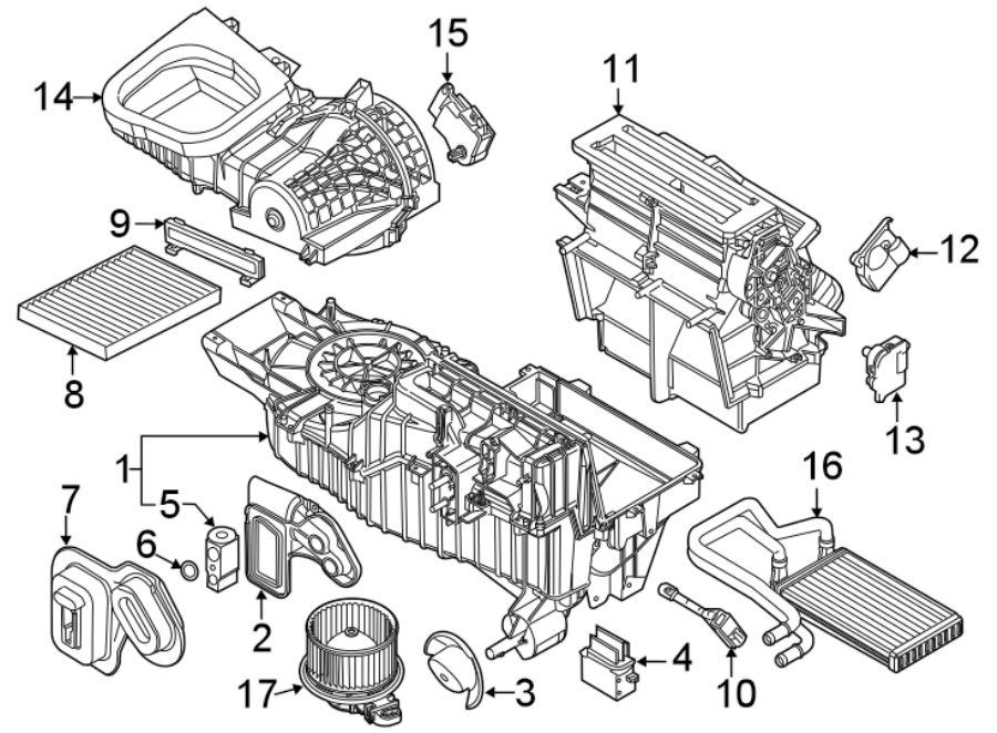 Diagram AIR CONDITIONER & HEATER. EVAPORATOR COMPONENTS. for your 1992 Ford Explorer   