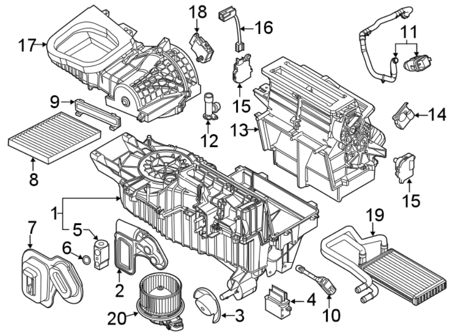 Diagram AIR CONDITIONER & HEATER. EVAPORATOR COMPONENTS. for your 2006 Ford Explorer   