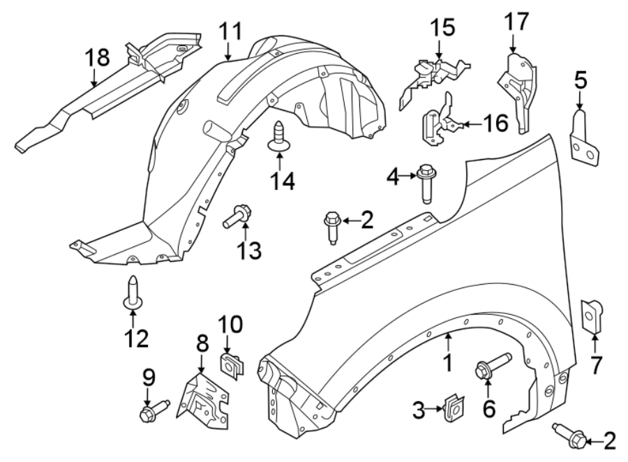 Diagram Fender & components. for your Ford