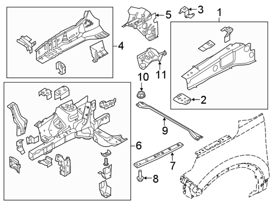 Diagram FENDER. STRUCTURAL COMPONENTS & RAILS. for your 2003 Ford F-150 5.4L Triton V8 CNG A/T RWD XLT Extended Cab Pickup Fleetside 