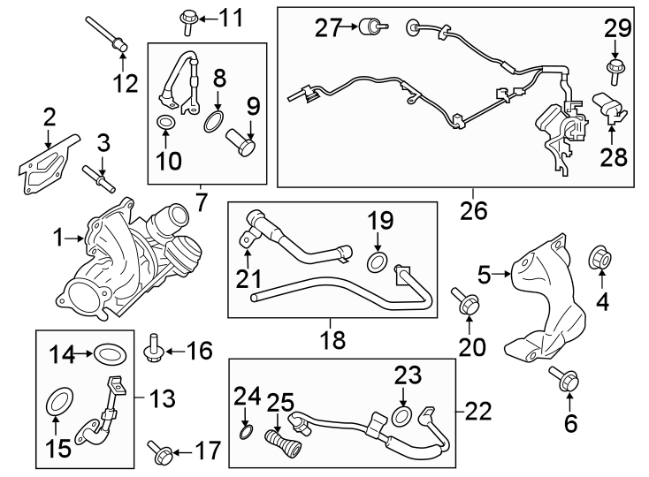 Diagram ENGINE / TRANSAXLE. TURBOCHARGER & COMPONENTS. for your 2007 Lincoln MKZ   