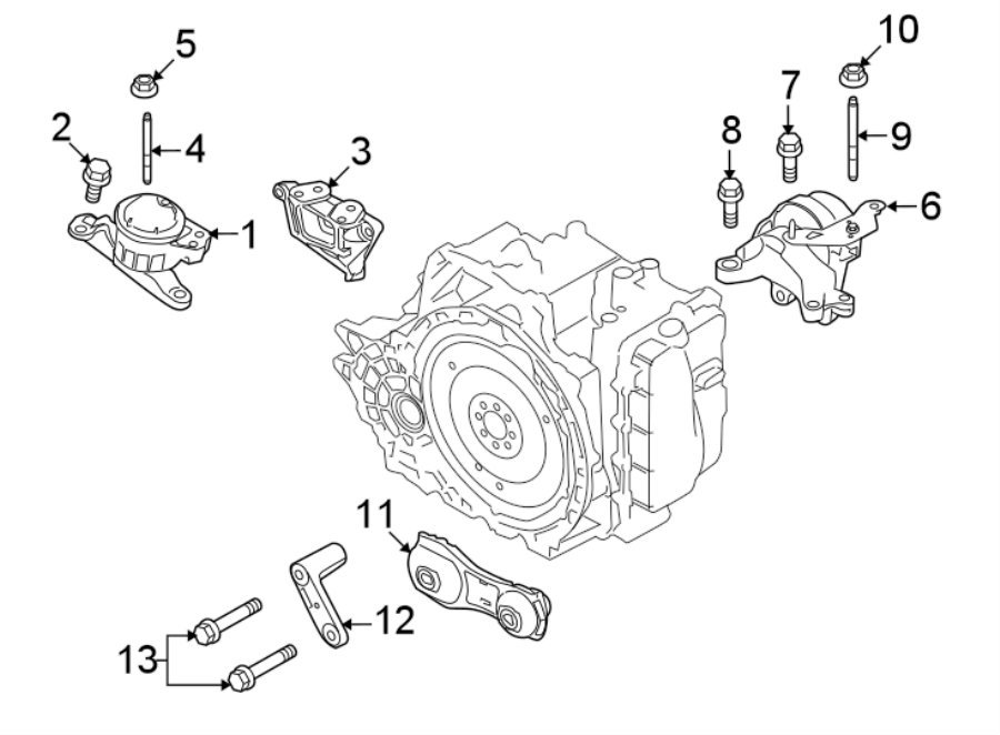 Diagram ENGINE / TRANSAXLE. ENGINE & TRANS MOUNTING. for your Ford