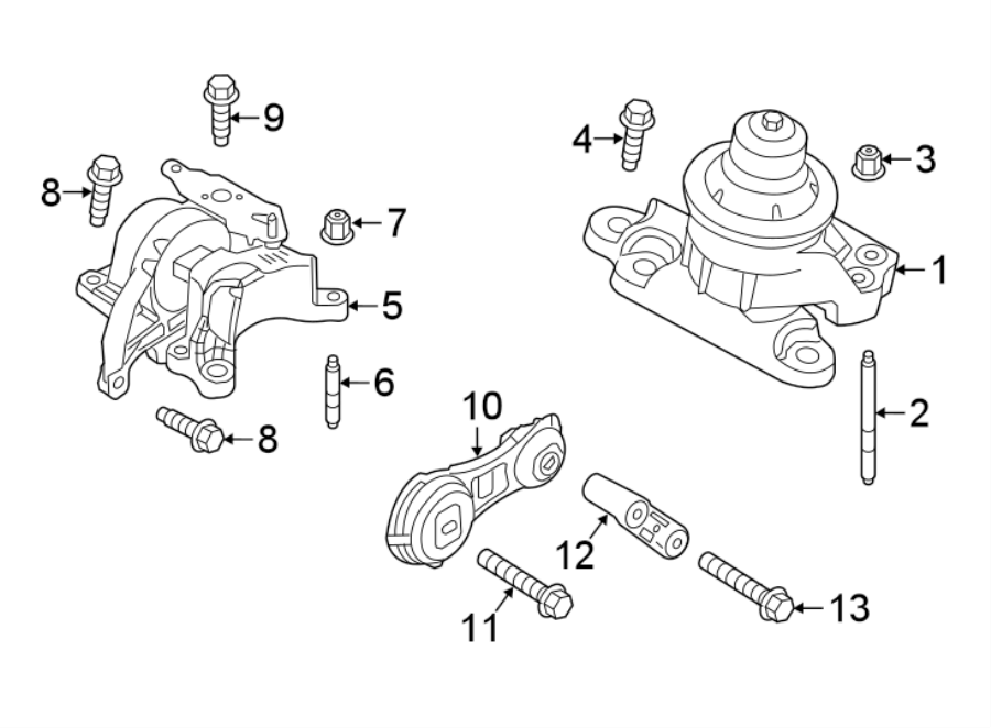 Diagram ENGINE / TRANSAXLE. ENGINE & TRANS MOUNTING. for your Ford