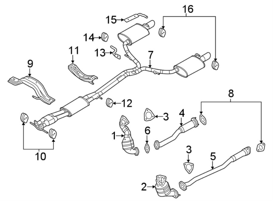 Diagram EXHAUST SYSTEM. EXHAUST COMPONENTS. for your Ford Bronco  