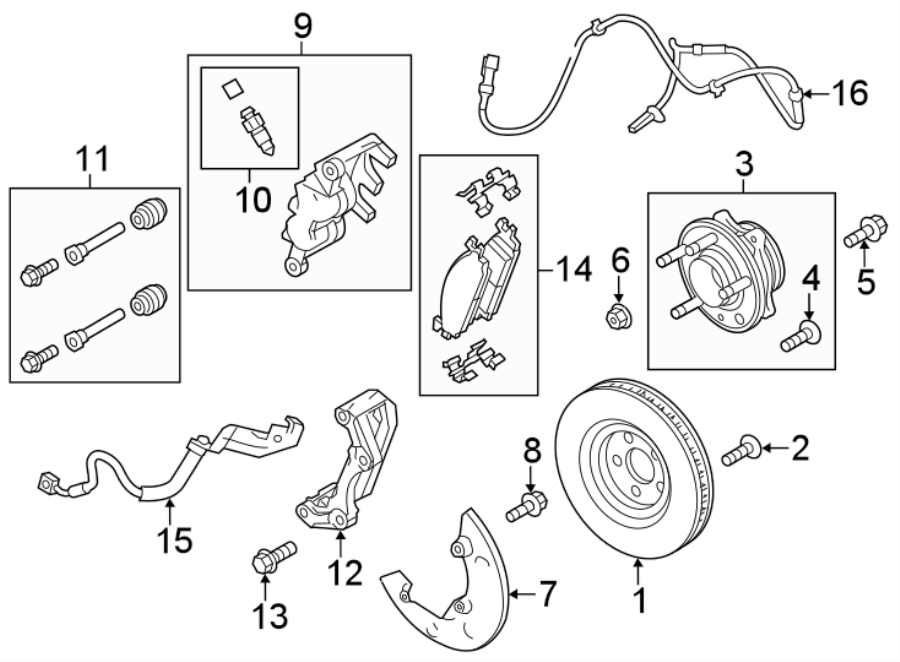 Diagram FRONT SUSPENSION. BRAKE COMPONENTS. for your 2019 Ford F-150 3.5L EcoBoost V6 A/T 4WD XLT Extended Cab Pickup Fleetside 