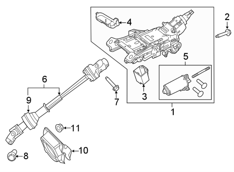 Diagram STEERING COLUMN ASSEMBLY. for your Ford