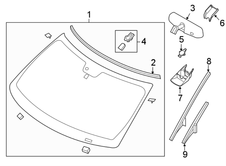 Diagram MOLDINGS. WINDSHIELD GLASS. for your Ford Explorer  