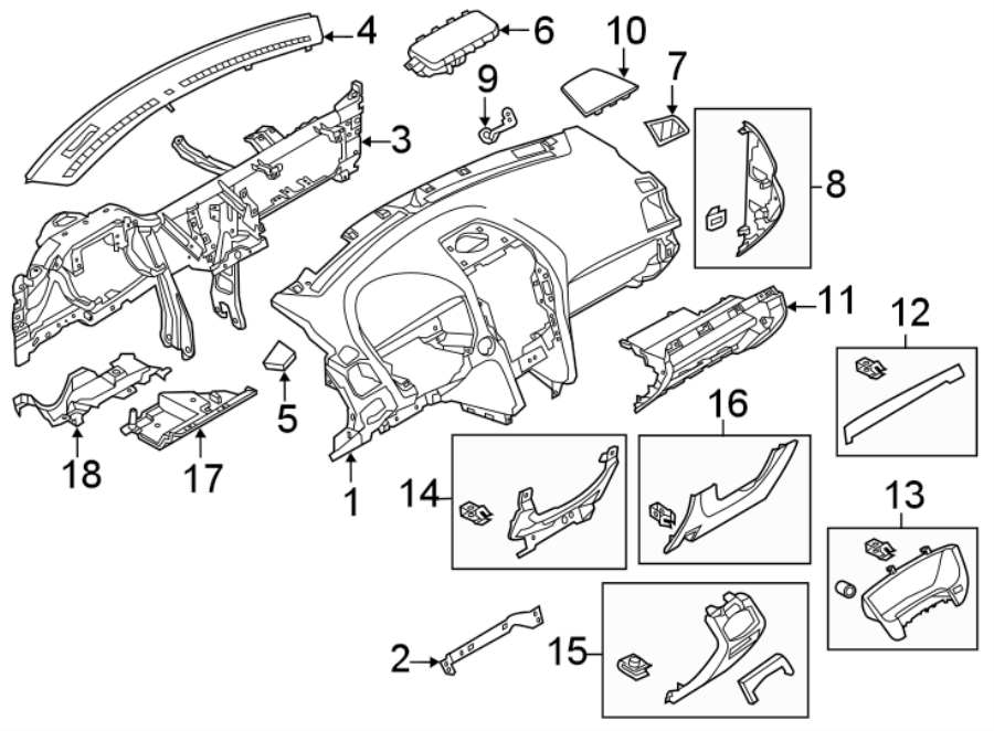 Diagram INSTRUMENT PANEL. for your 2022 Ford Explorer   