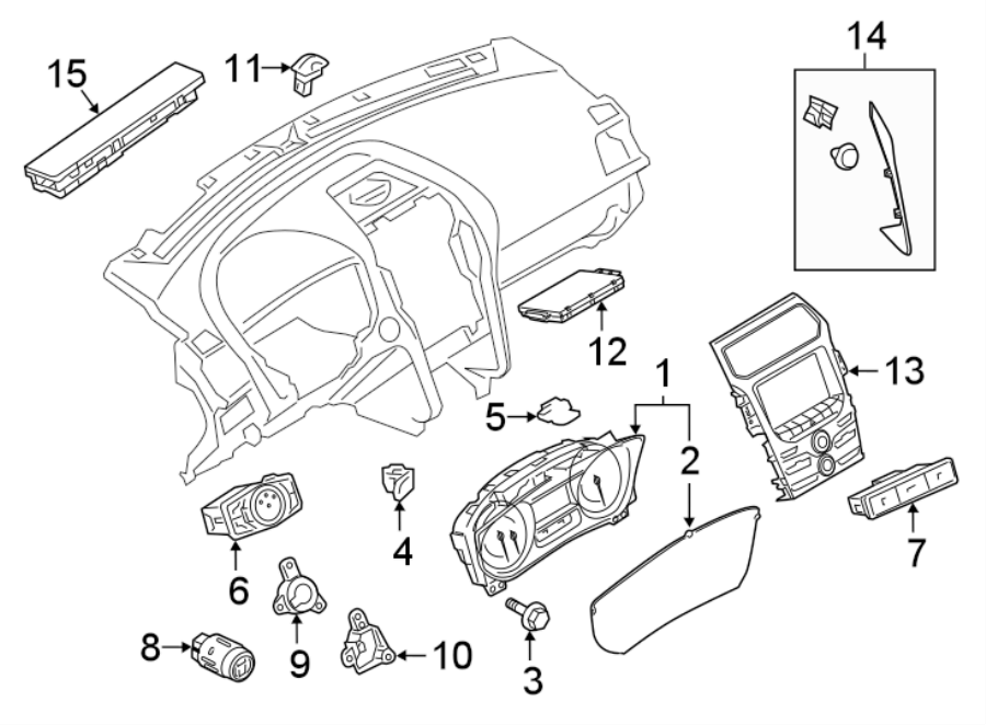 Diagram INSTRUMENT PANEL. CLUSTER & SWITCHES. for your 2011 Ford F-150 5.0L V8 FLEX A/T RWD XLT Crew Cab Pickup Fleetside 