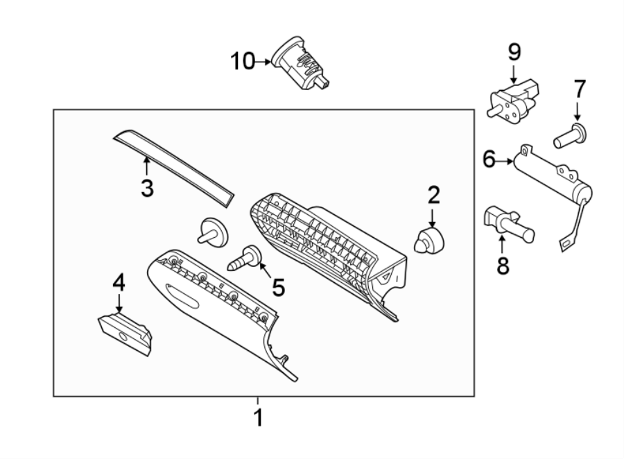 Diagram INSTRUMENT PANEL. GLOVE BOX. for your 2010 Ford Explorer   