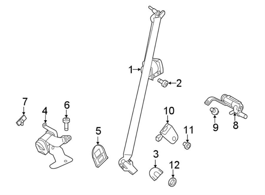 Diagram RESTRAINT SYSTEMS. SECOND ROW SEAT BELTS. for your 2019 Ford Explorer   