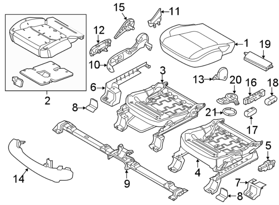 Diagram SEATS & TRACKS. FRONT SEAT COMPONENTS. for your 2014 Ford F-350 Super Duty   