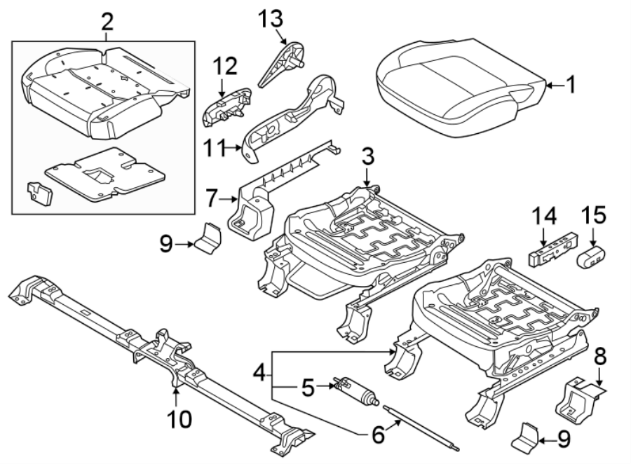 Diagram SEATS & TRACKS. FRONT SEAT COMPONENTS. for your 2020 Ford F-350 Super Duty   