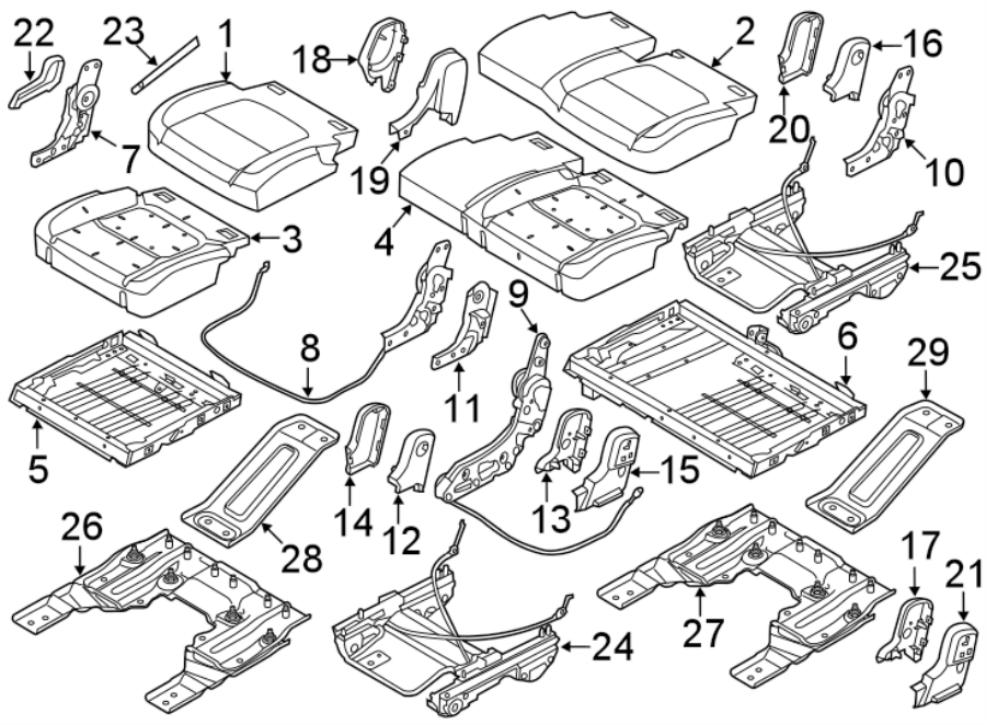 Diagram SEATS & TRACKS. SECOND ROW SEATS. for your 2015 Lincoln MKZ   