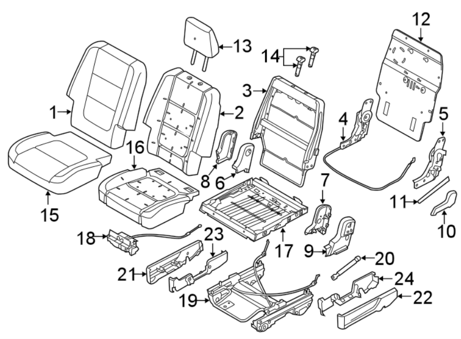 Diagram SEATS & TRACKS. SECOND ROW SEATS. for your 2016 Ford F-350 Super Duty   