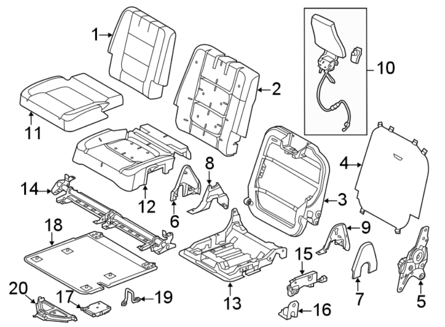 Diagram SEATS & TRACKS. THIRD ROW SEATS. for your Ford Police Interceptor Utility  