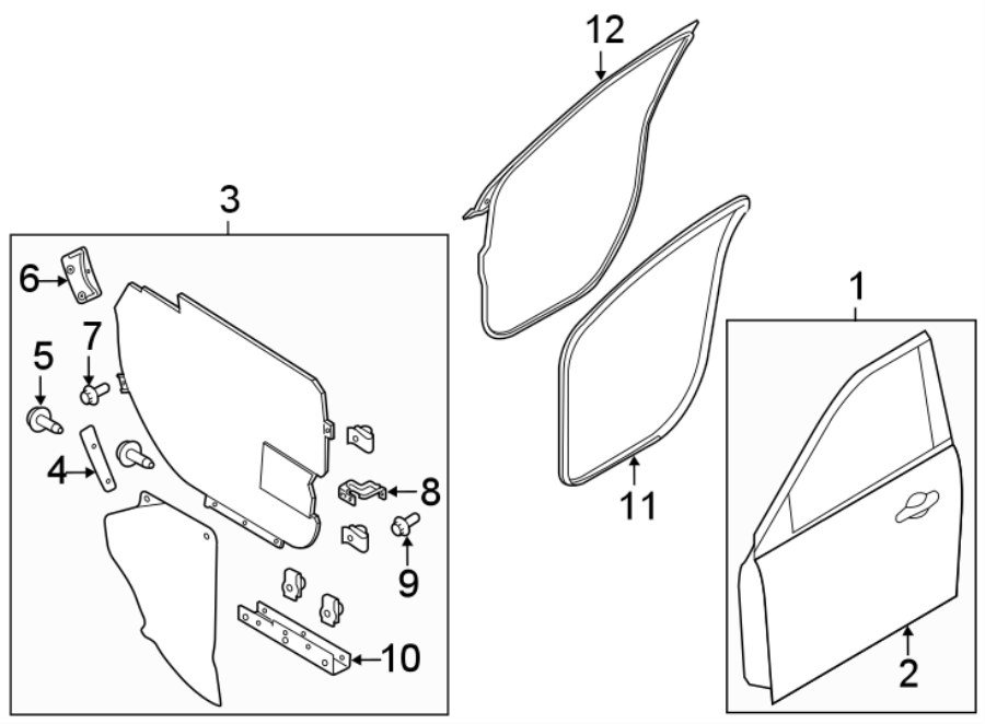 Diagram FRONT DOOR. DOOR & COMPONENTS. for your 2021 Ford F-150   