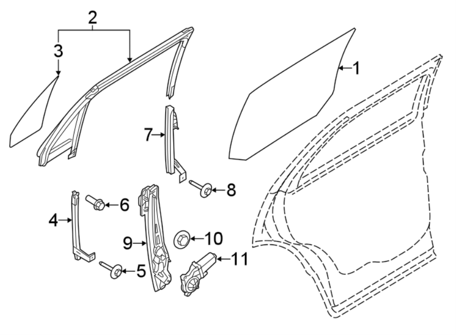 Diagram REAR DOOR. GLASS & HARDWARE. for your 1994 Ford F-150   