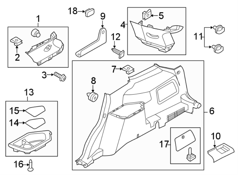 2016 Ford Explorer Quarter Panel Trim Panel Clip (Front, Rear