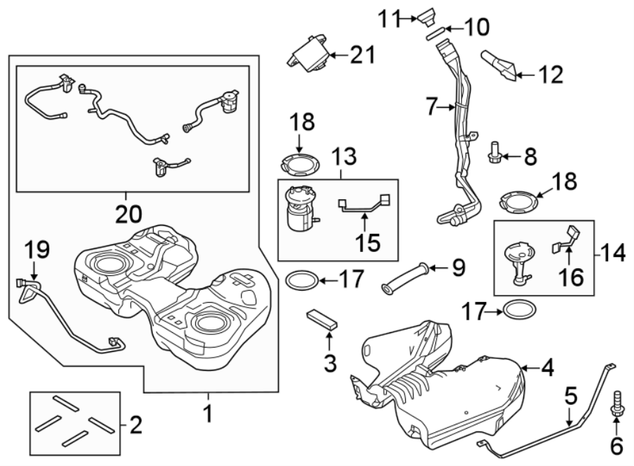 Diagram FUEL SYSTEM COMPONENTS. for your 2019 Lincoln MKZ Hybrid Sedan  