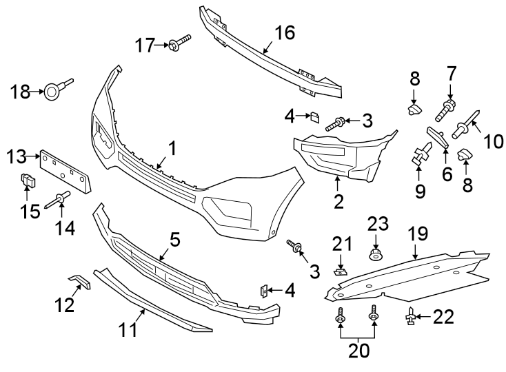 Diagram FRONT BUMPER. BUMPER & COMPONENTS. for your 1989 Ford Bronco   