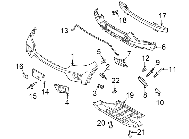 Diagram Front bumper. Bumper & components. for your 2020 Ford F-150 3.5L EcoBoost V6 A/T RWD XL Standard Cab Pickup Fleetside 