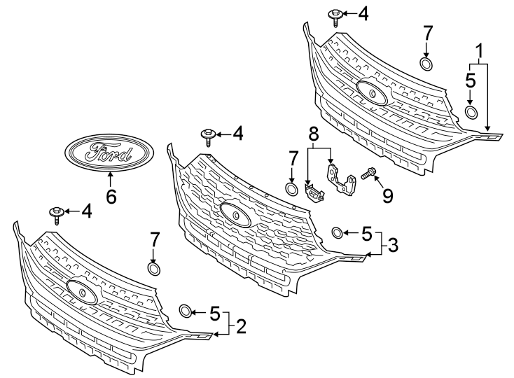 Diagram GRILLE & COMPONENTS. for your 2016 Lincoln MKZ Hybrid Sedan  