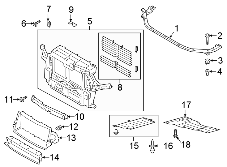 Diagram RADIATOR SUPPORT. for your 2018 Lincoln MKZ   