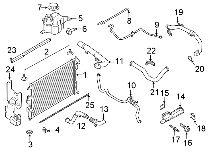 Diagram Radiator & components. for your 2012 Ford Explorer   