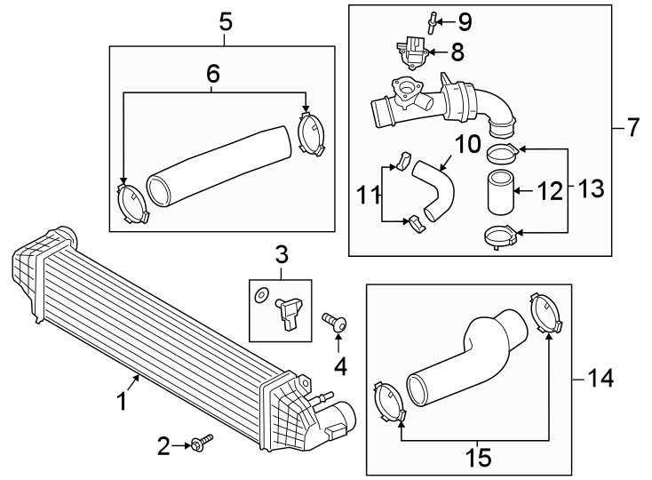 Diagram INTERCOOLER. for your 2022 Ford F-350 Super Duty 6.7L Power-Stroke V8 DIESEL A/T RWD XL Standard Cab Pickup Fleetside 