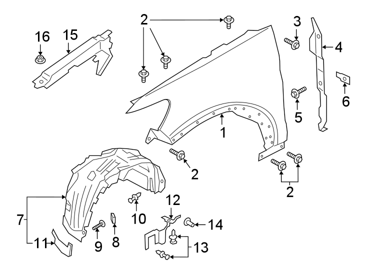 Diagram FENDER & COMPONENTS. for your 2009 Lincoln MKZ   