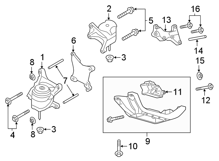 Diagram ENGINE & TRANS MOUNTING. for your 2016 Lincoln MKZ   