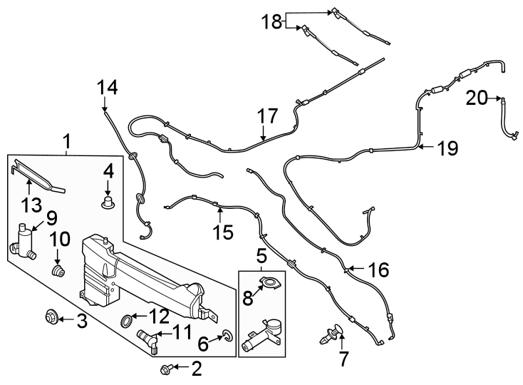 Diagram WINDSHIELD. WASHER COMPONENTS. for your Ford F-150  