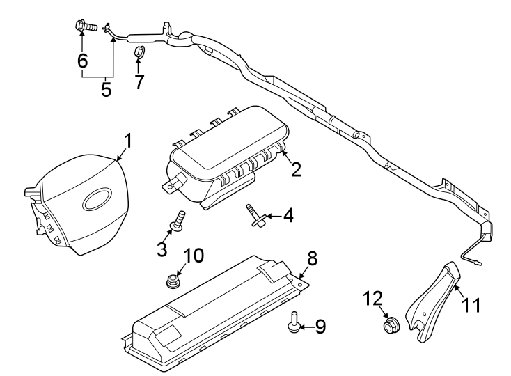 Diagram RESTRAINT SYSTEMS. AIR BAG COMPONENTS. for your 2012 Ford F-150  Harley-Davidson Edition Crew Cab Pickup Fleetside 