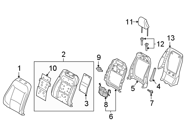 Diagram SEATS & TRACKS. FRONT SEAT COMPONENTS. for your Ford F-350 Super Duty  