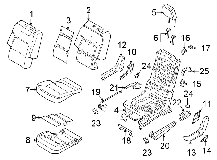 Diagram Seats & tracks. Second row seats. for your Ford Explorer  