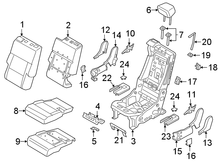 Diagram Seats & tracks. Second row seats. for your 2014 Ford F-150  STX Extended Cab Pickup Fleetside 
