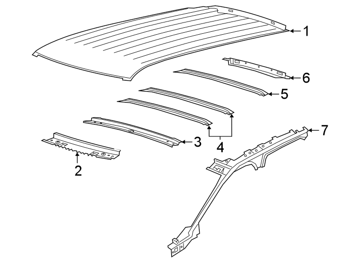 Diagram ROOF & COMPONENTS. for your 2021 Ford F-150 3.0L Power-Stroke V6 DIESEL A/T 4WD XL Standard Cab Pickup Fleetside 