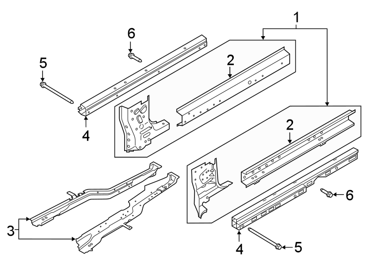 Diagram PILLARS. ROCKER & FLOOR. FLOOR SIDE MEMBERS. for your Ford Explorer  