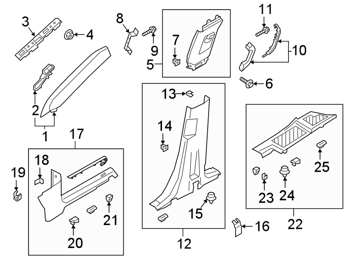 Diagram PILLARS. ROCKER & FLOOR. INTERIOR TRIM. for your 2010 Lincoln MKZ   