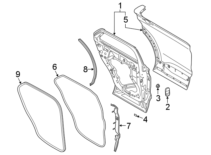 Diagram REAR DOOR. DOOR & COMPONENTS. for your 2002 Ford F-150   