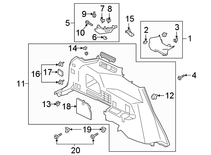 Diagram QUARTER PANEL. INTERIOR TRIM. for your 2014 Lincoln MKZ Base Sedan  