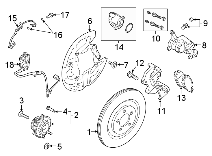 Diagram REAR SUSPENSION. BRAKE COMPONENTS. for your 2012 Lincoln MKZ   