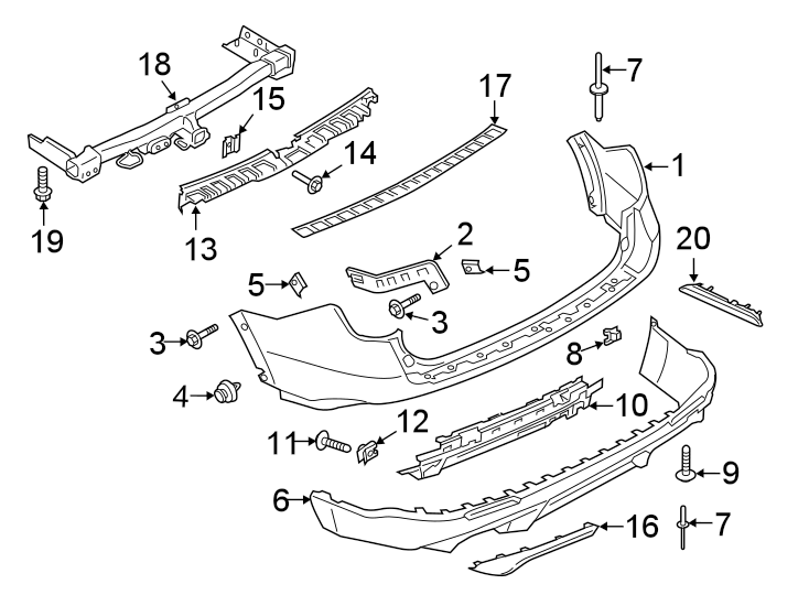 Diagram REAR BUMPER. BUMPER & COMPONENTS. for your 2014 Ford F-150 3.5L EcoBoost V6 A/T 4WD FX4 Extended Cab Pickup Fleetside 