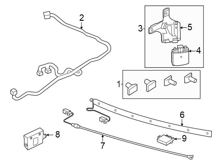 Diagram Rear bumper. Electrical components. for your 2022 Ford F-150 3.5L EcoBoost V6 A/T RWD Limited Crew Cab Pickup Fleetside 