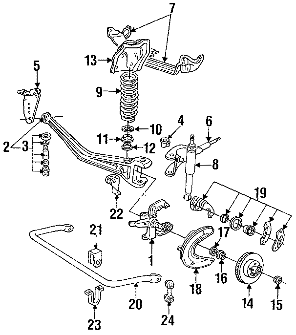 Diagram FRONT SUSPENSION. BRAKE COMPONENTS. STABILIZER BAR & COMPONENTS. SUSPENSION COMPONENTS. for your 2021 Ford F-150 3.0L Power-Stroke V6 DIESEL A/T 4WD XLT Extended Cab Pickup Fleetside 