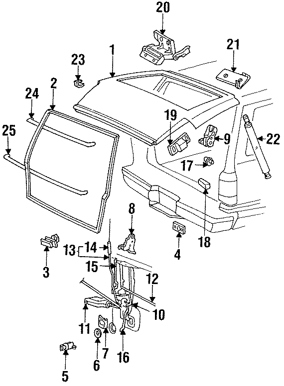 Diagram LIFT GATE. EXTERIOR TRIM. GATE & HARDWARE. for your Ford Explorer  